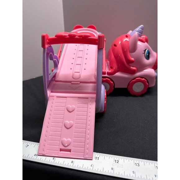 Pink Unicorn Toy Truck With Heart Details & Ramps Working Sounds and Lights - Picture 5 of 13